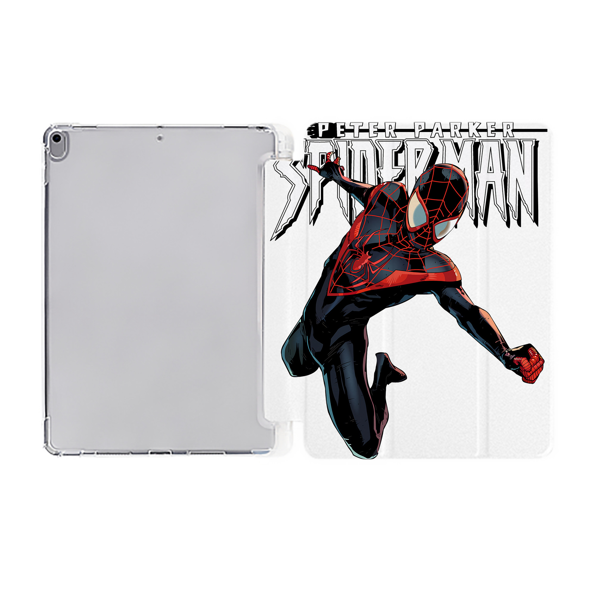 （画像用） Spider Man スパイダーマン IPad ケース ペン収納付き 三つ折りスタンド PUレザー×シリコン 対応機種9.5/10.5/10.9インチ